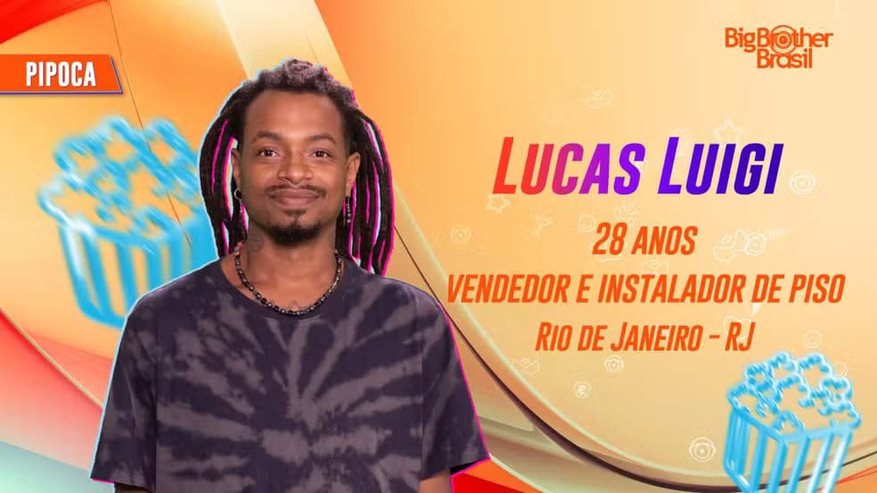 Lucas Luigi é participante do BBB 24 no grupo Pipoca — Foto: Globo