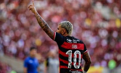 Gabigol, atacante do Flamengo, camisa 10, presidente Rodolfo Landim