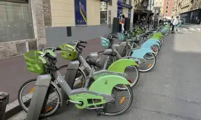 compartilhada, bicicletas, em comum, bicicletas, públicas;
